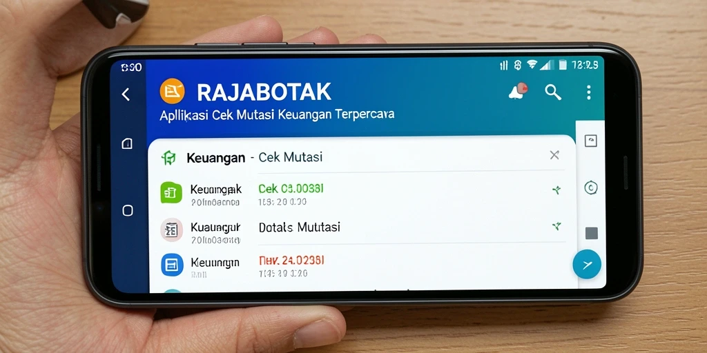 Tampilan antarmuka aplikasi RAJABOTAK dengan fitur Cek Mutasi yang intuitif.