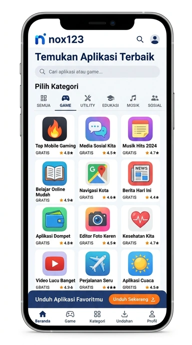Tampilan katalog aplikasi nox123