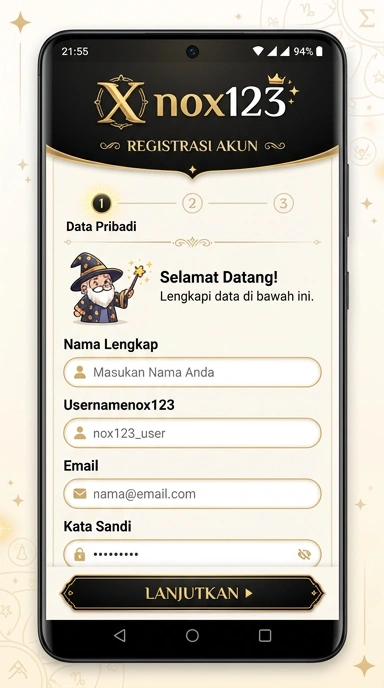 Tampilan halaman daftar nox123