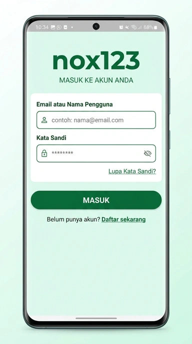 Tampilan halaman login nox123
